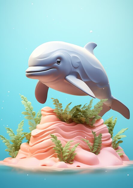 Foto gratuita delfines en 3d al aire libre