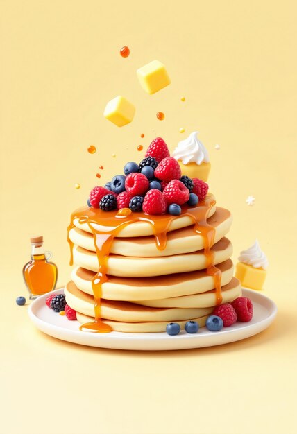 Deliciosa comida en 3D ilustrada