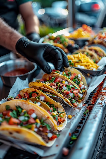 Deliciosa comida callejera naturaleza muerta