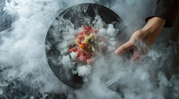 Foto gratuita deliciosa comida cocinada con humo