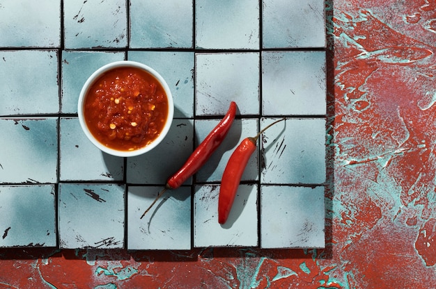 Deliciosa comida con composición de sambal.