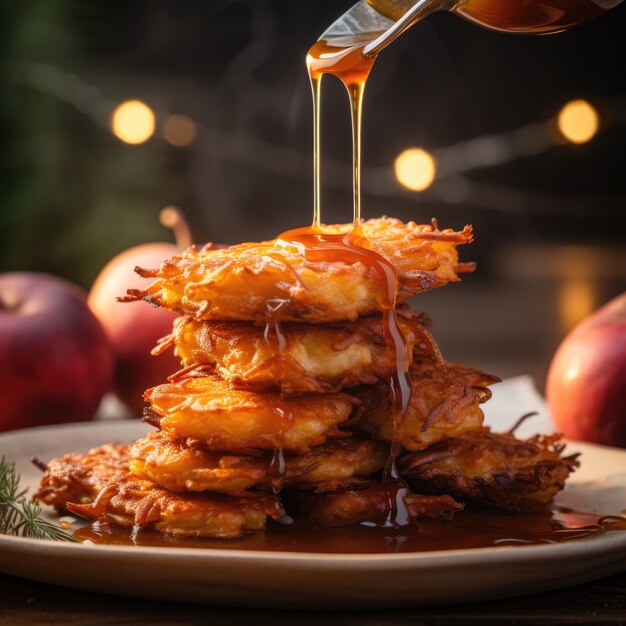 Deliciosa comida preparada para la celebración judía de Hanukkah