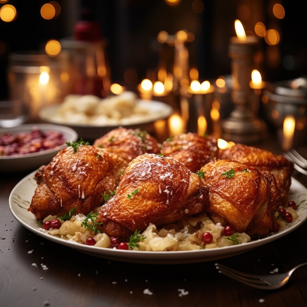 Deliciosa comida preparada para la celebración judía de Hanukkah