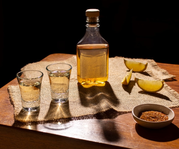 Deliciosa composición de bebida de mezcal.