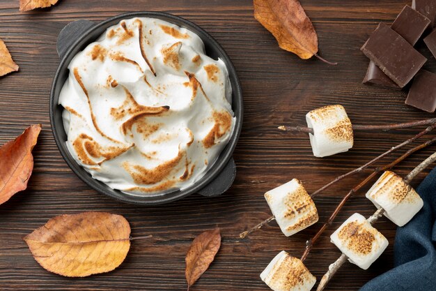 Deliciosa composición de postre s'mores.