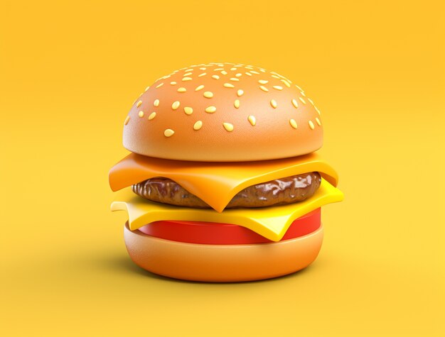 Deliciosa hamburguesa 3d con fondo simple