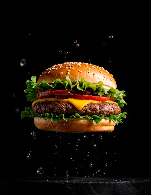 Deliciosa hamburguesa en estudio