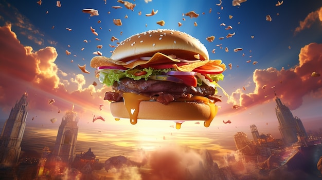 Foto gratuita deliciosa hamburguesa realista