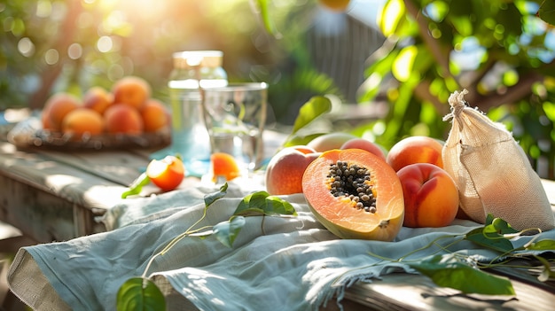 Foto gratuita deliciosa papaya de naturaleza muerta