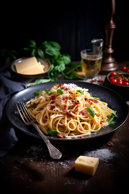 Deliciosa pasta en plato