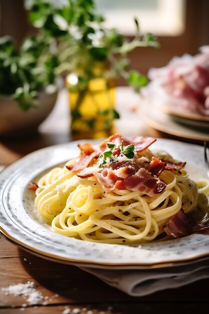 Deliciosa pasta en plato