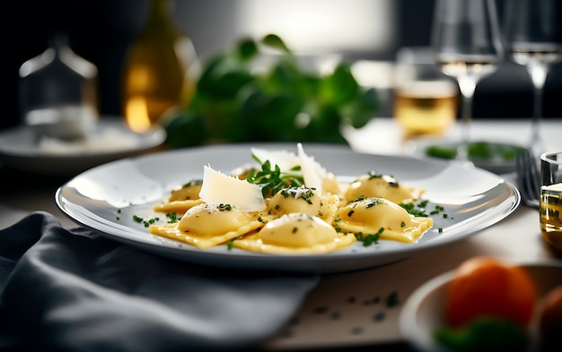 Deliciosa pasta en plato