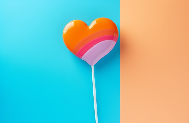 Foto gratuito deliciosa piruleta en forma de corazón