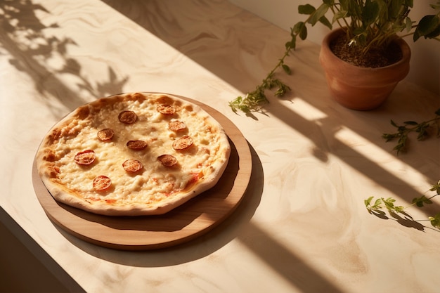 Foto gratuita deliciosa pizza en el interior