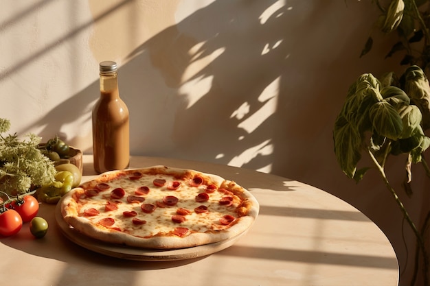Foto gratuita deliciosa pizza en el interior