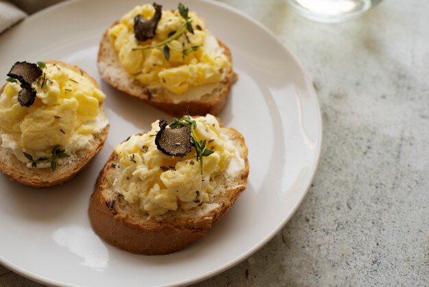 Deliciosa receta de trufa de alto ángulo.