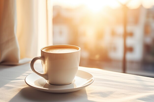 Deliciosa taza de café en el interior