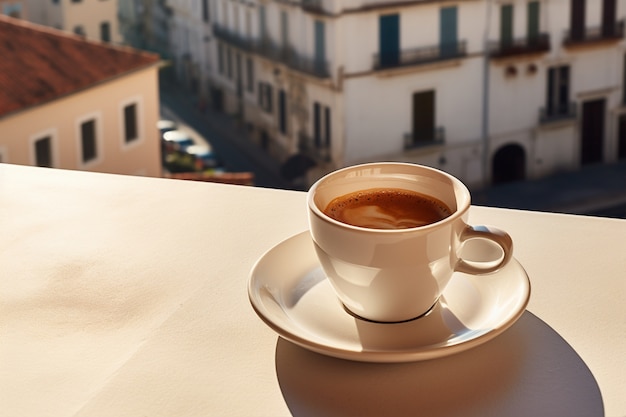 Deliciosa taza de café en el interior