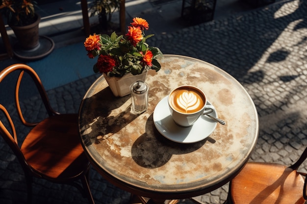 Foto gratuita deliciosa taza de café en el interior