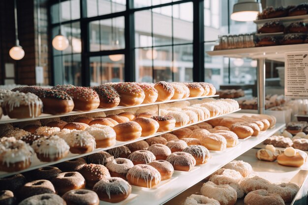 Deliciosa tienda de donas ai generada.