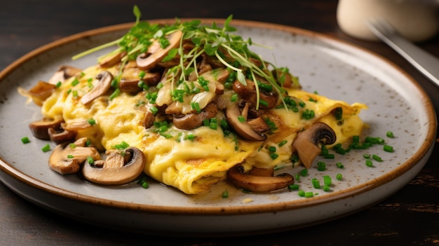 Una deliciosa tortilla de hongos en un plato