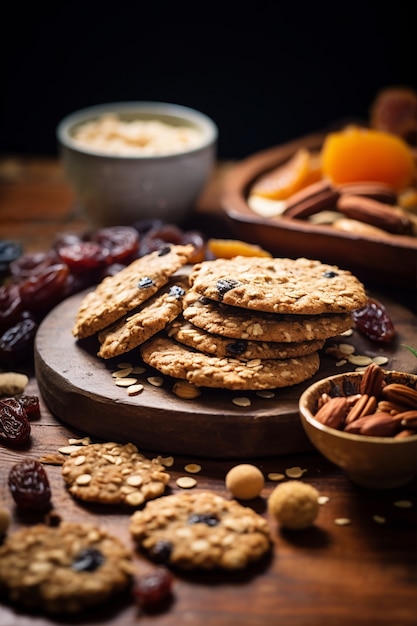 Deliciosas galletas con arreglo de frutas