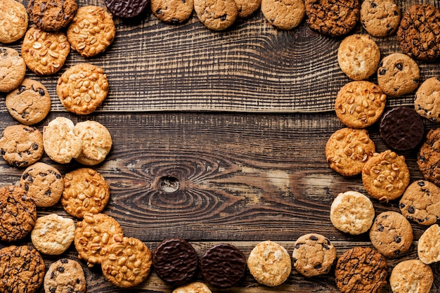 Deliciosas galletas endecha plana