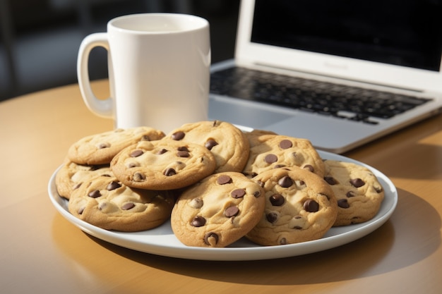 Foto gratuita deliciosas galletas con taza de café