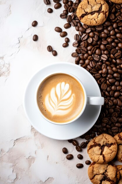 Deliciosas galletas y taza de café