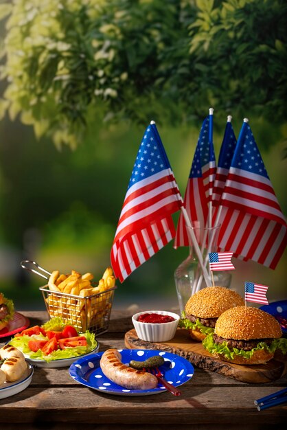 Deliciosas hamburguesas para el día del trabajo de estados unidos.