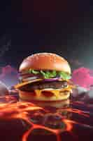 Foto gratuita deliciosas hamburguesas con luces brillantes.