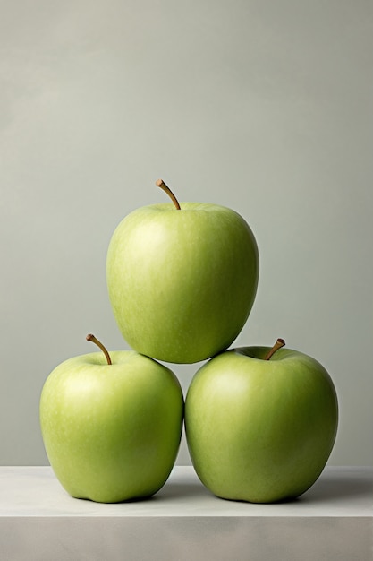 Foto gratuita deliciosas manzanas verdes en estudio
