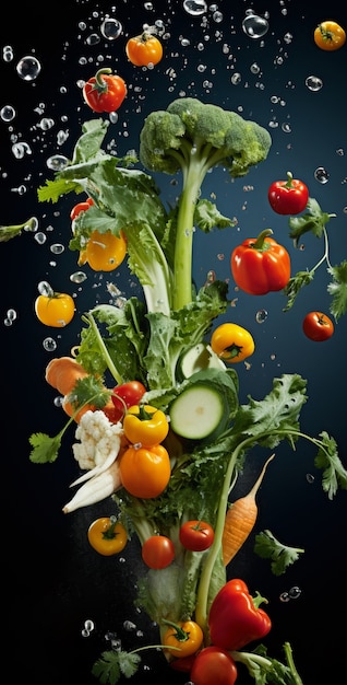 Deliciosas verduras flotando