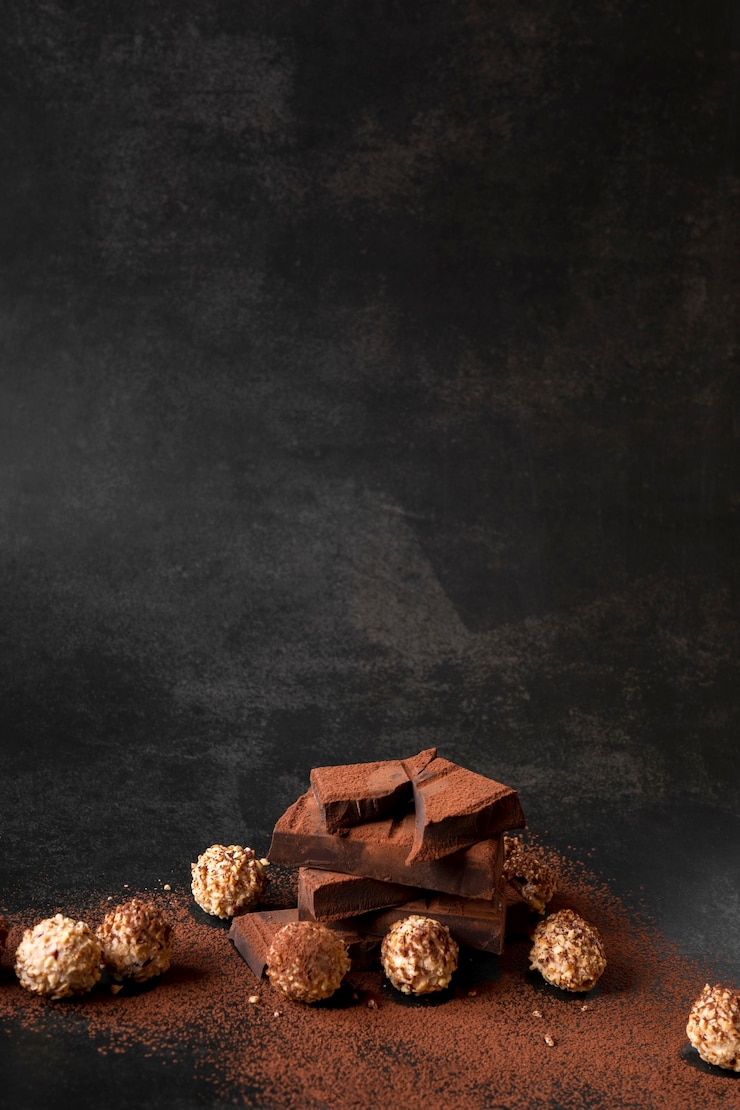 Foto gratuito delicioso arreglo de chocolate con espacio de copia
