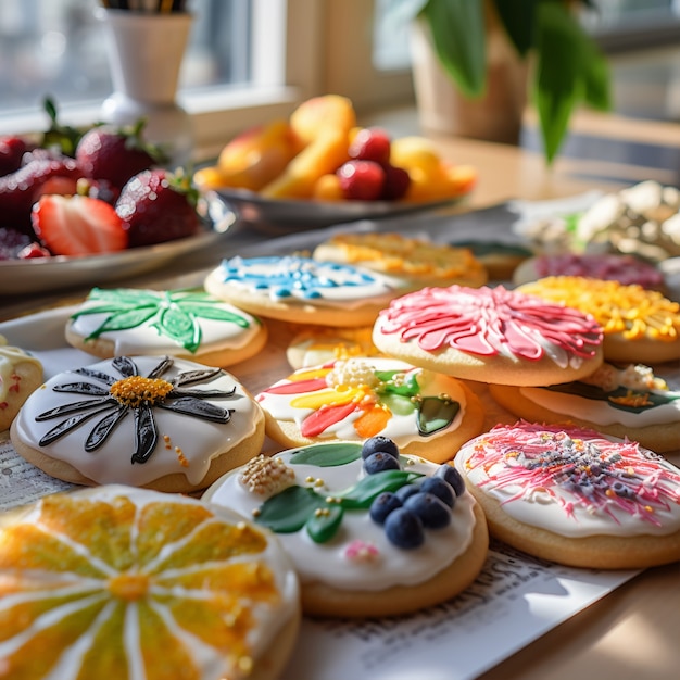 Foto gratuita delicioso arreglo de galletas