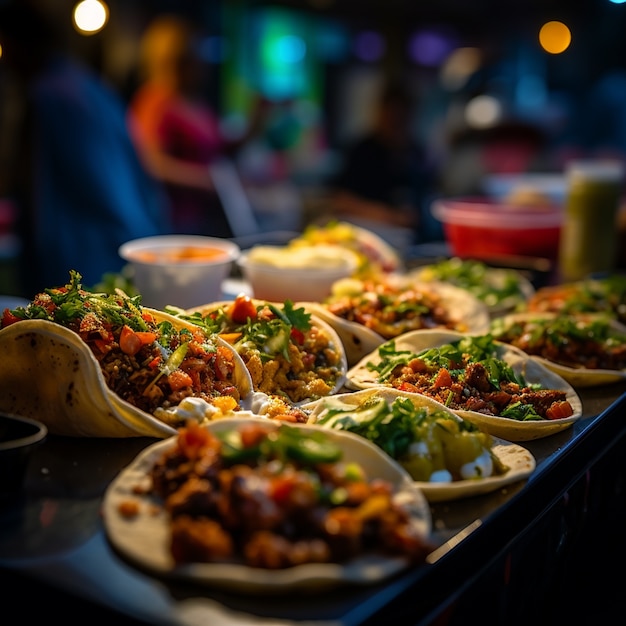 Delicioso arreglo de tacos tradicionales