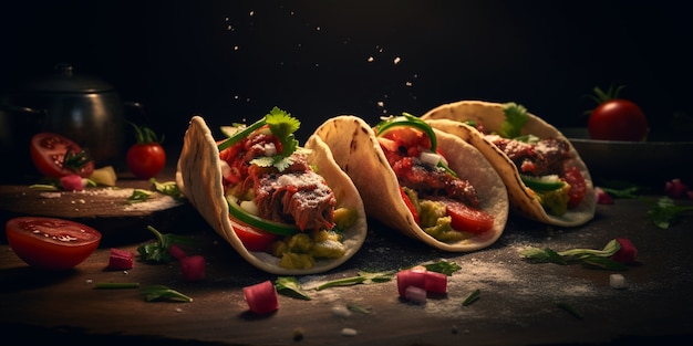 Foto gratuita delicioso arreglo de tacos tradicionales