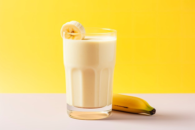 Un delicioso batido de plátano en la mesa.