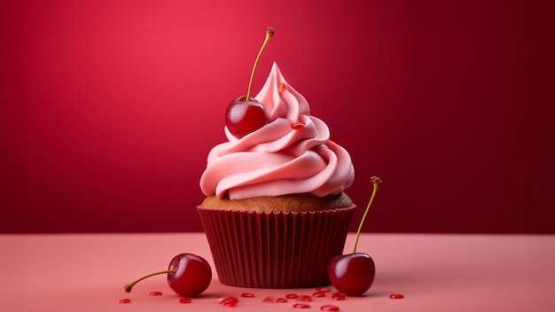 Foto gratuita delicioso cupcake con cerezas