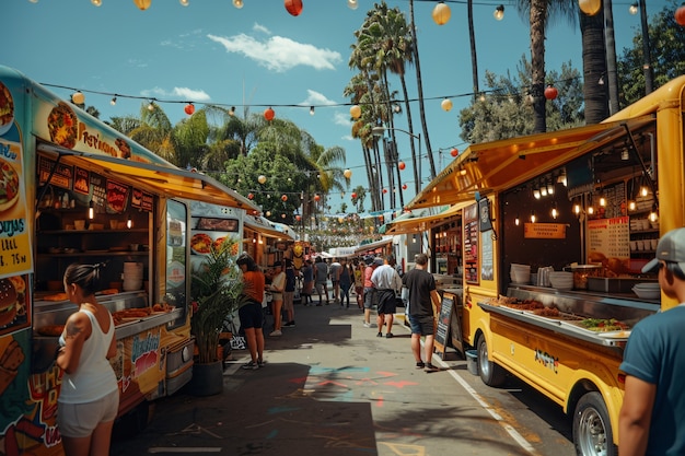 Foto gratuita un delicioso festival de comida callejera