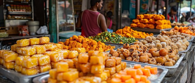 Foto gratuita un delicioso festival de comida callejera