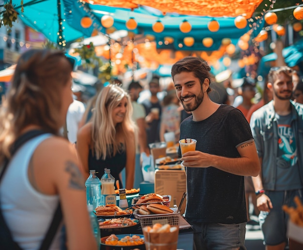 Foto gratuita un delicioso festival de comida callejera