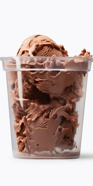 Foto gratuita delicioso helado de chocolate en taza