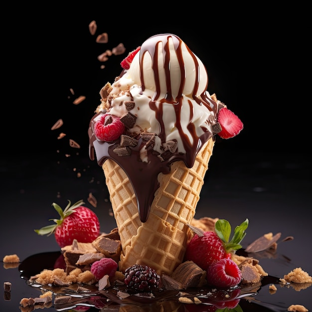 Foto gratuita delicioso helado con frutos rojos