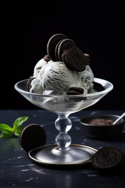 Delicioso helado con galletas