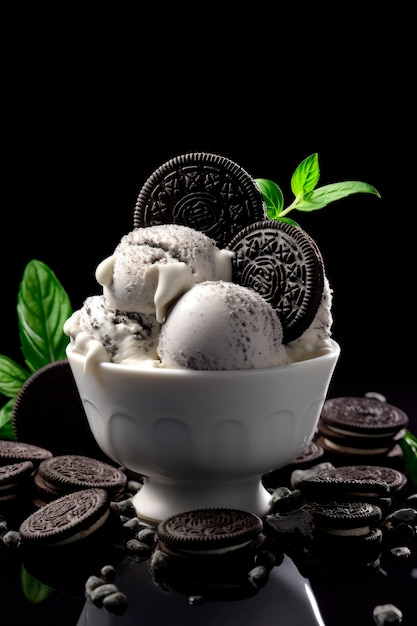 Foto gratuita delicioso helado con galletas