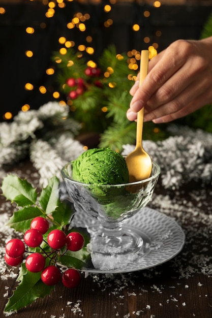 Delicioso helado en invierno