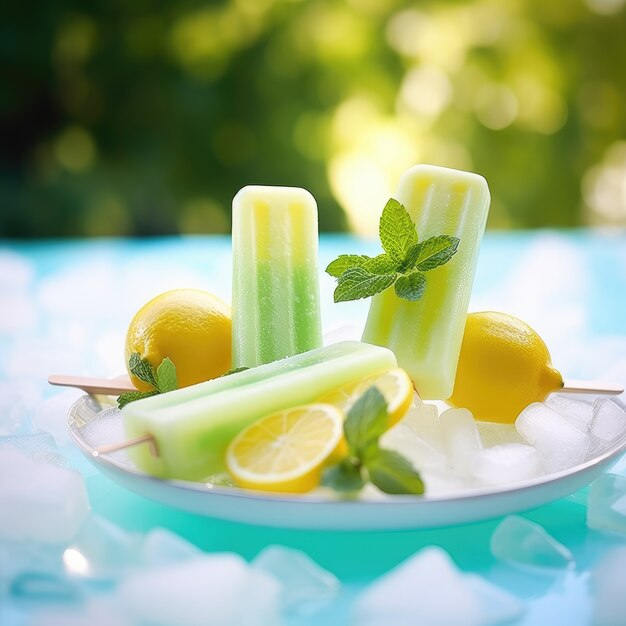 Delicioso helado con menta