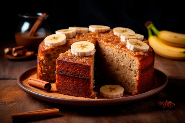 Foto gratuita delicioso pan de plátano en la mesa