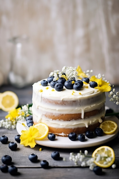 Foto gratuita delicioso pastel de arándanos.